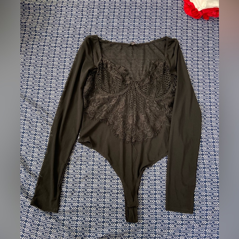 black mesh lace bodysuit